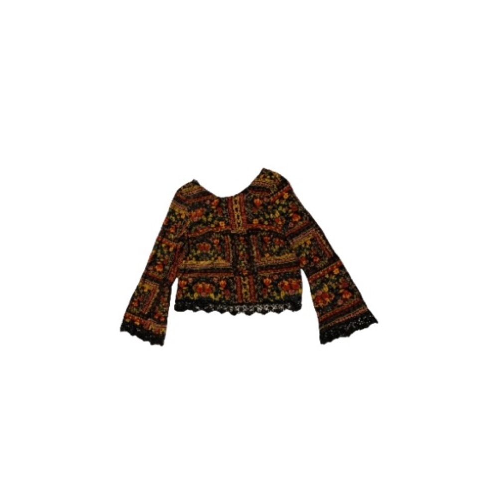 H&M Coachella Multicoloured Boho Bell Sleeved Floral Crop Top - Women’s Size 6